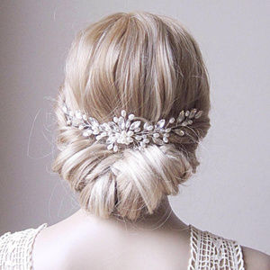 SOLD Silver, pearl, and sparkles bridal hair comb